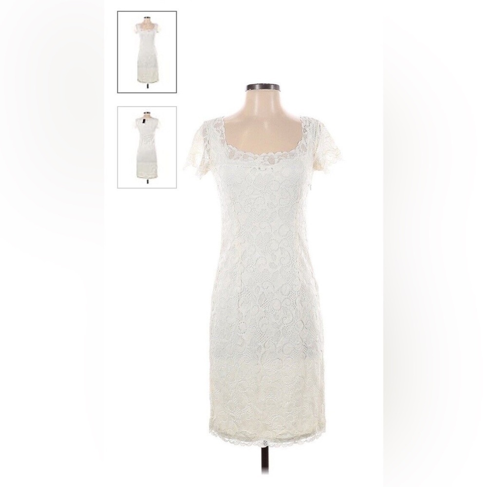 Josie Natori white lace dress